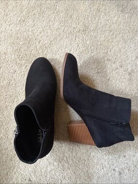 Style & Co. Black Suede Ankle Booties with Stacked Heel